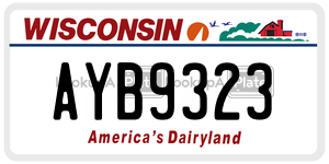 AYB9323  license plate in WI