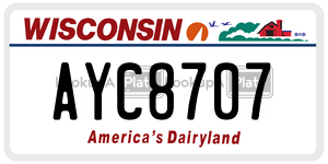 AYC8707 license plate in Wisconsin