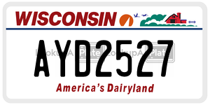 AYD2527  license plate in WI