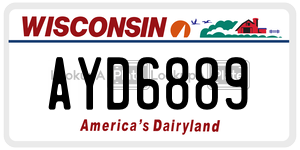 AYD6889 license plate in Wisconsin