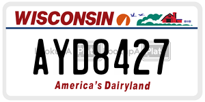 AYD8427  license plate in WI