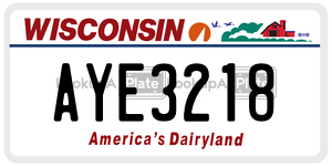 AYE3218 license plate in Wisconsin