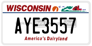 AYE3557  license plate in WI
