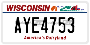 AYE4753 license plate in Wisconsin