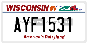 AYF1531  license plate in WI