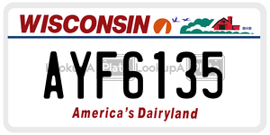 AYF6135  license plate in WI