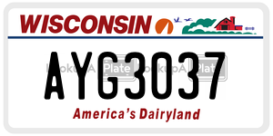 AYG3037  license plate in WI