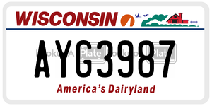 AYG3987 license plate in Wisconsin