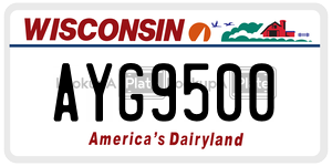 AYG9500  license plate in WI