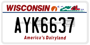 AYK6637  license plate in WI