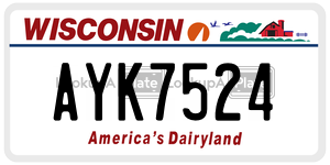 AYK7524  license plate in WI
