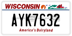 AYK7632  license plate in WI