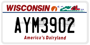 AYM3902  license plate in WI