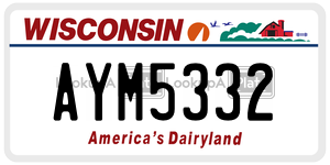 AYM5332  license plate in WI