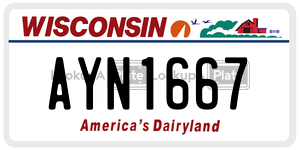 AYN1667 license plate in Wisconsin