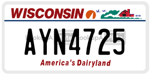 AYN4725  license plate in WI