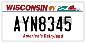 AYN8345  license plate in WI