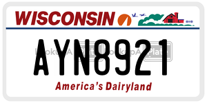 AYN8921 license plate in Wisconsin