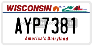 AYP7381  license plate in WI