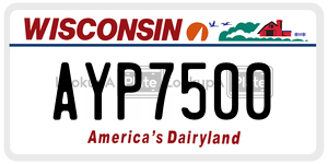 AYP7500  license plate in WI
