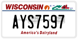 AYS7597  license plate in WI