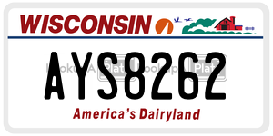AYS8262  license plate in WI