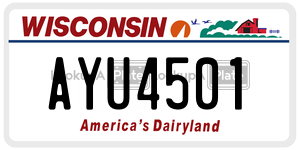 AYU4501 license plate in Wisconsin
