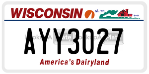 AYY3027 license plate in Wisconsin