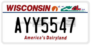AYY5547  license plate in WI