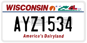 AYZ1534  license plate in WI