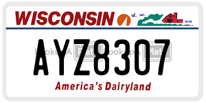 AYZ8307  license plate in WI