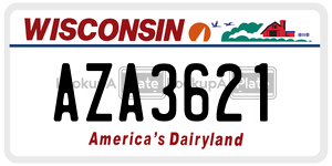 AZA3621  license plate in WI