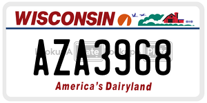 AZA3968 license plate in Wisconsin