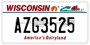 AZG3525  license plate in WI