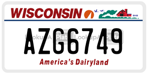 AZG6749  license plate in WI