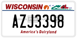 AZJ3398  license plate in WI