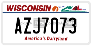 AZJ7073  license plate in WI