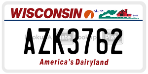 AZK3762  license plate in WI