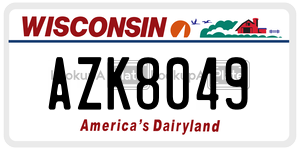 AZK8049 license plate in Wisconsin