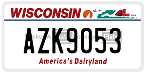 AZK9053  license plate in WI