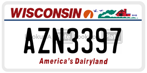AZN3397  license plate in WI