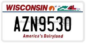 AZN9530  license plate in WI