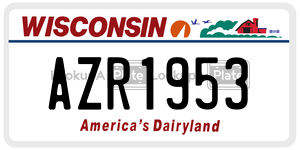 AZR1953 license plate in Wisconsin