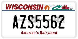 AZS5562 license plate in Wisconsin