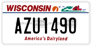 AZU1490  license plate in WI