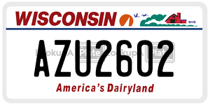 AZU2602 license plate in Wisconsin
