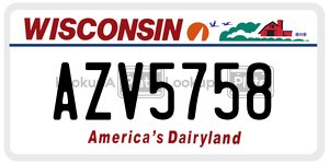 AZV5758  license plate in WI