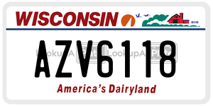 AZV6118  license plate in WI