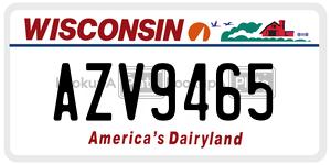 AZV9465  license plate in WI
