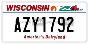 AZY1792  license plate in WI
